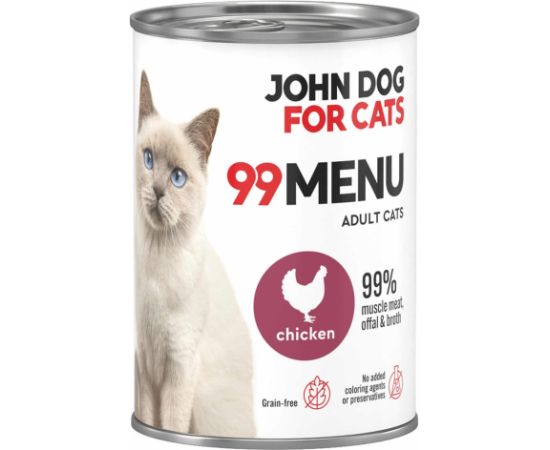 John Dog 99 menu dorosły kurczak karma mokra dla kota 400g Консервы кошек
