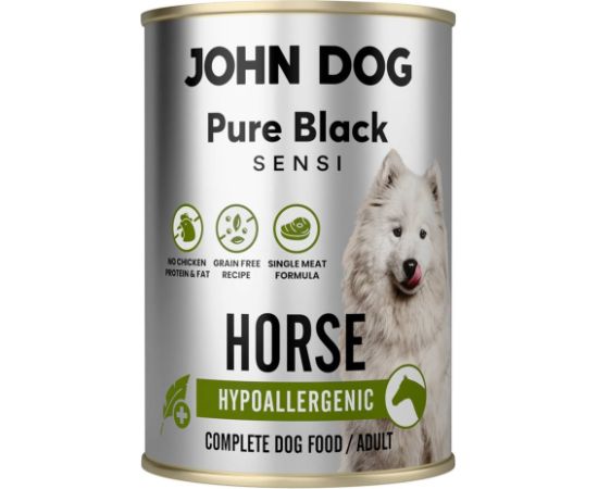 JOHN DOG PURE BLACK SENSI HYPOALLERGENIC KONINA mokra karma dla psa 400g Suņu barība