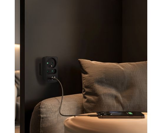 Maclean current socket x2 + 4xUSB, splitter with 2 sockets, 2xUSB A, 2xUSB C PD 20W, 1x16A + 1x6A, MCE249 F/B Зарядные устройства