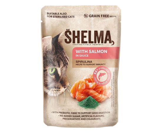 SHELMA with salmon in sauce - wet cat food - 85g Kaķu konservi