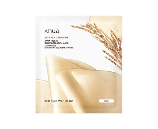 Anua Rice 70 Glow Collagen Mask - Pleťová maska 38.0g Ķermeņa kosmētika