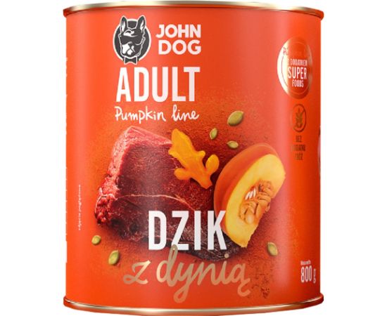 JOHN DOG Pumpkin Line Adult Monoprotein Wild Boar with pumpkin - wet dog food - 800g Suņu barība