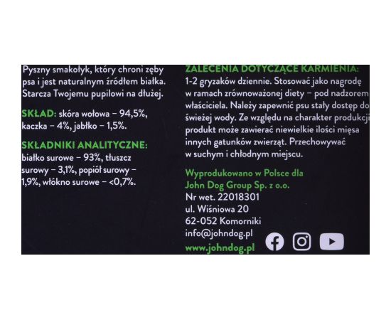 JOHN DOG Chewing bone with duck and apple - dog chew - 12 cm Suņu barība