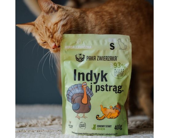 Paka Zwierzaka Indyk z pstrągiem kocięta "S" 400g Сухой корм для кошек