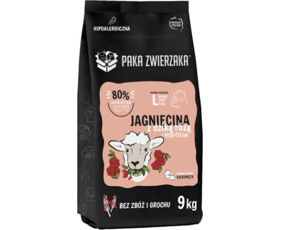 PAKA ZWIERZAKA Puppy Lamb with wild rose L - dry dog food - 9kg Suņu barība