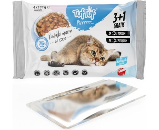 Tuftuf TUF TUF 2x with cod, 2x with trout - wet cat food - 4x100g Kaķu konservi