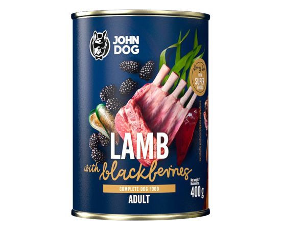 John Dog BERRY Adult jagnięcina z jeżynami 800g Suņu barība