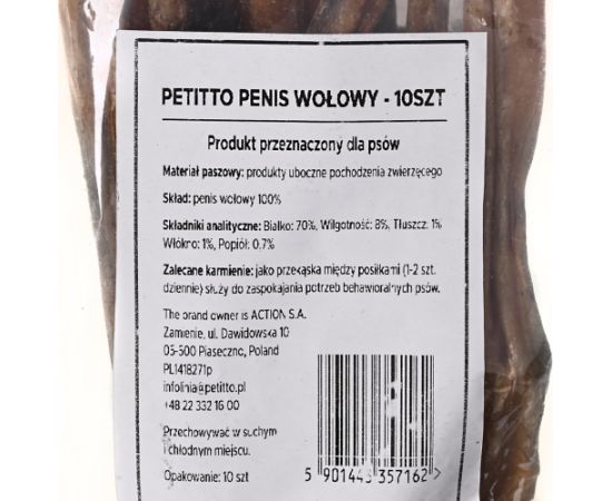 PETITTO Penis Wołowy - gryzak dla psa - 10szt Suņu barība