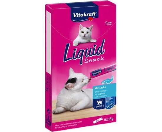 VITAKRAFT Liquid Snack Salmon - cat treats - 6 x 15g Сухой корм для кошек