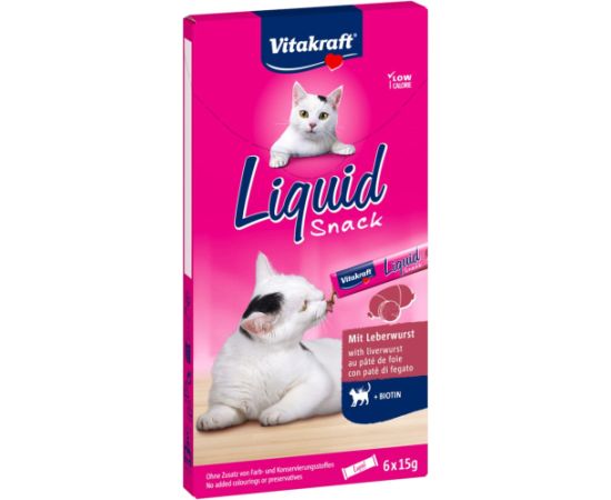 VITAKRAFT Liquid Snack Liver with biotin - a treat for cats - 6x15g Сухой корм для кошек