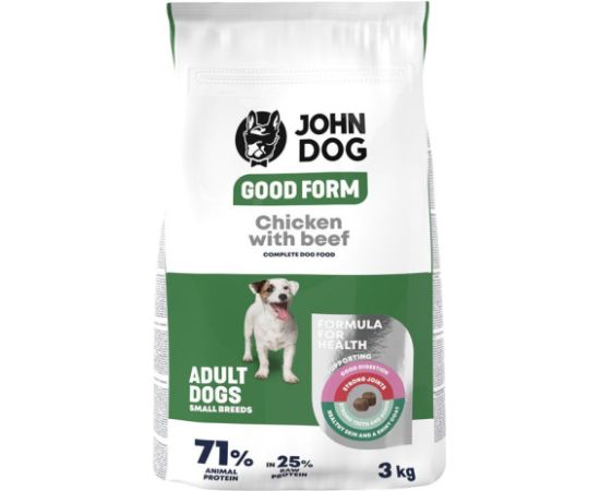 John Dog GOOD FORM MAŁE RASY kurczak z wołowiną Karma sucha dla psa 3kg Suņu barība