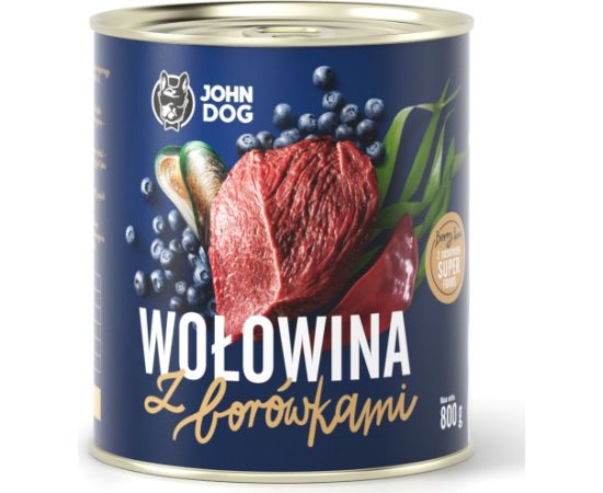 John Dog BERRY Adult wołowina z borówkami 800g Suņu barība