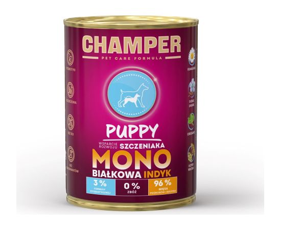 CHAMPER Puppy Monoprotein Turkey - wet dog food - 400g Suņu barība