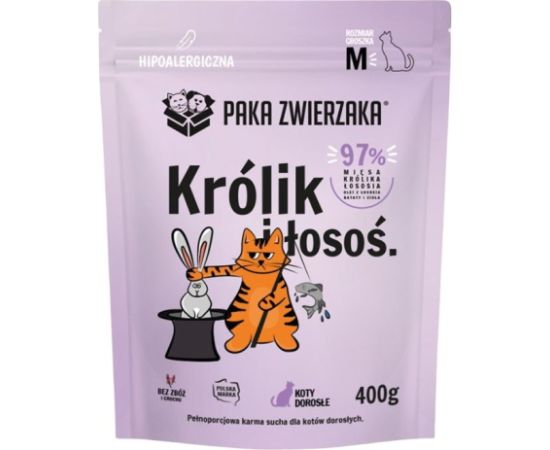 Paka Zwierzaka Królik z łososiem  400g Kaķu sausā barība