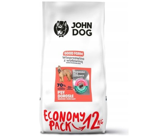 JOHN DOG Good Form Adult Pork with beef  - dry dog food - 12 kg Suņu barība