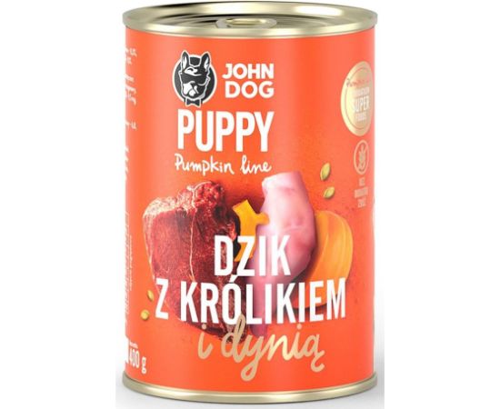 John Dog PUMPKIN SZCZENIAK dzik,królik,dynia 400g Suņu barība