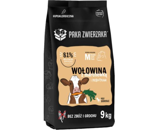 PAKA ZWIERZAKA Beef with carrots M - dry dog food - 9kg Suņu barība