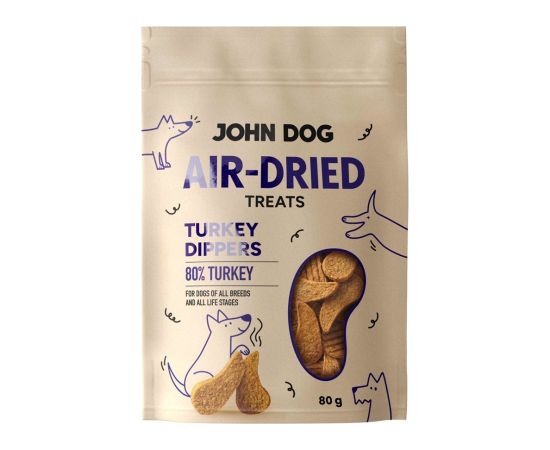 JOHN DOG Air-Dried Turkey dippers - dog treat - 80g Suņu barība