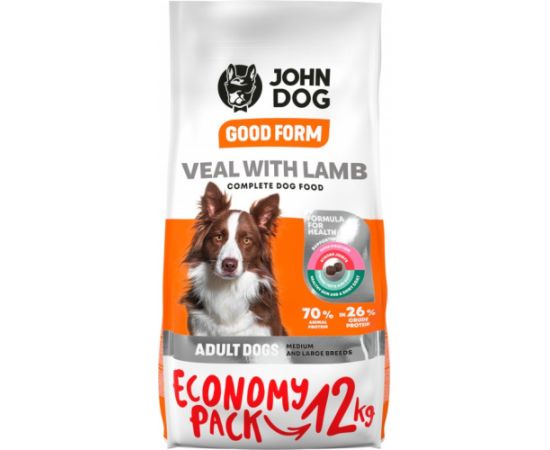 JOHN DOG Good Form Adult Medium and large breeds Veal with lamb - dry dog food - 12 kg Suņu barība