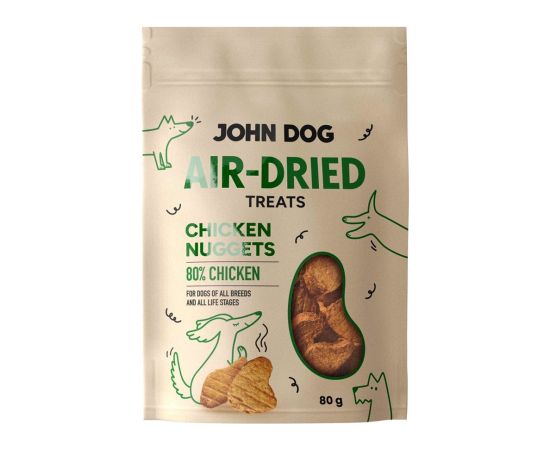 JOHN DOG Air-Dried Chicken nuggets - dog treat - 80g Suņu barība