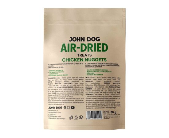 JOHN DOG Air-Dried Chicken nuggets - dog treat - 80g Suņu barība