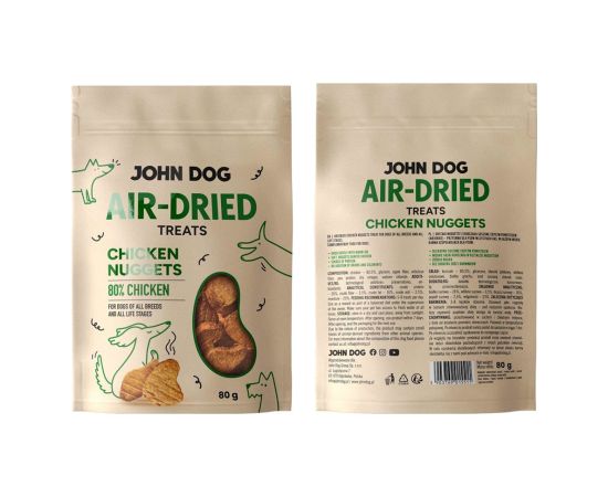 JOHN DOG Air-Dried Chicken nuggets - dog treat - 80g Suņu barība