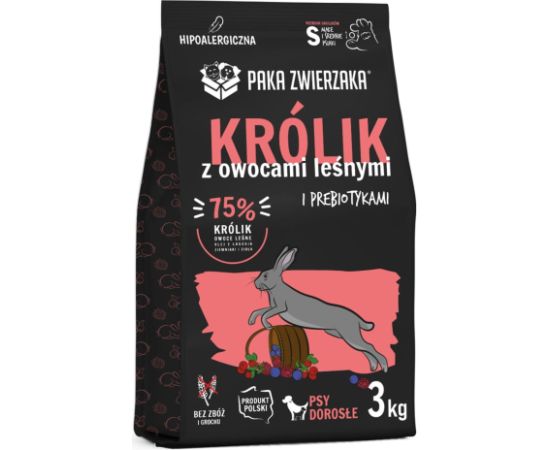 PAKA ZWIERZAKA Rabbit with forest fruits S - dry dog food - 3kg Suņu barība