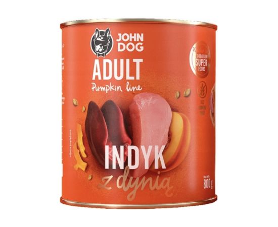 John Dog PUMPKIN Adult indyk z dynią  800g Suņu barība
