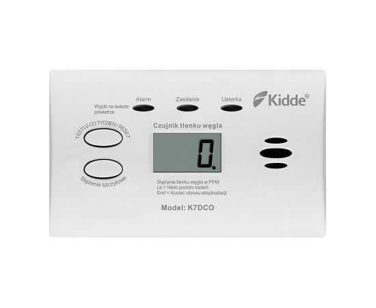 Carbon monoxide detector Kidde K7DCO with display White Detektori