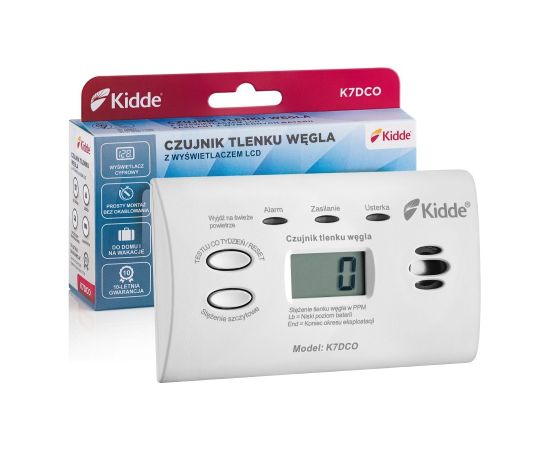 Carbon monoxide detector Kidde K7DCO with display White Detektori