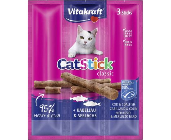 VITAKRAFT Cat Stick Mini dorsz przysmak kot 3szt Сухой корм для кошек