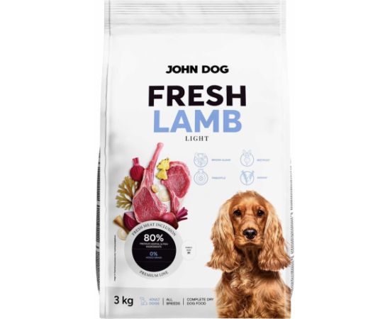 John Dog ADULT FRESH LAMB Karma sucha dla psa 3kg Suņu barība