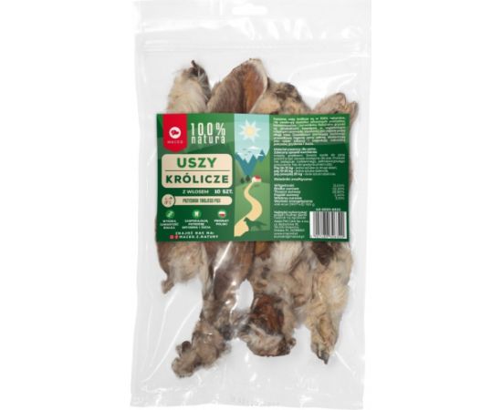 MACED Rabbit ears with hair - Dog treat - 10 pieces Suņu barība