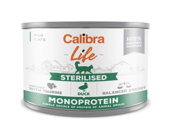 CALIBRA Cat Life Sterilised Duck - wet cat food - 200g Kaķu konservi