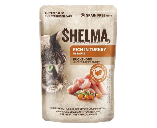 SHELMA with turkey, duck, chicken and beef in sauce - wet cat food - 12x85g Kaķu konservi