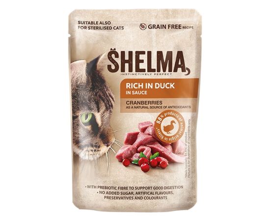 SHELMA with turkey, duck, chicken and beef in sauce - wet cat food - 12x85g Kaķu konservi