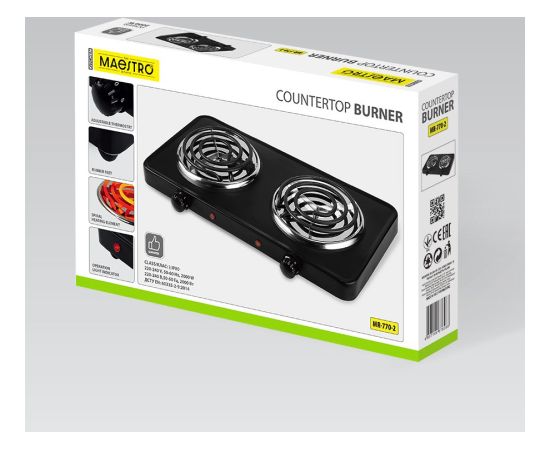 Kuchenka elektryczna dwupalnikowa 2000W MR-770-2 MAESTRO Mini cepeškrāsnis un virsmas