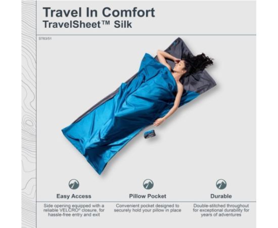 Wkładka do śpiwora Cocoon TravelSheet Silk, rhino/cornflower Спальные мешки
