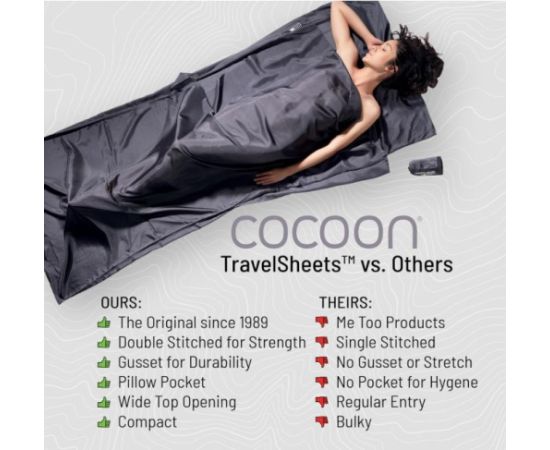 Wkładka do śpiwora Cocoon TravelSheet Silk, rhino/cornflower Спальные мешки