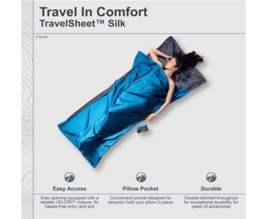 Wkładka do śpiwora Cocoon TravelSheet Silk, rhino/cornflower Спальные мешки