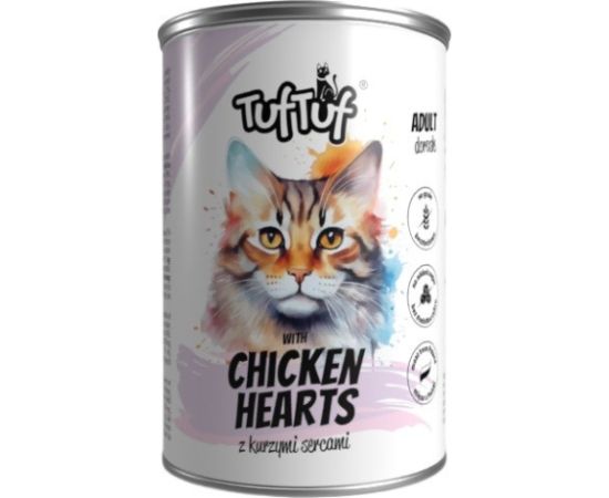 Tuftuf TUF TUF Meatloaf with chicken hearts - wet cat food - 400g Kaķu konservi
