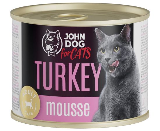 John Dog JD for CATS DOROSŁY INDYK MUS puszka KARMA MOKRA 200g Suņu barība