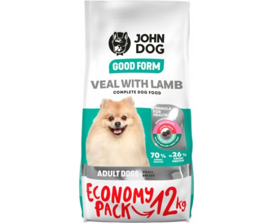 JOHN DOG Good Form Adult Mini  Veal with lamb - dry dog food - 12 kg Suņu barība