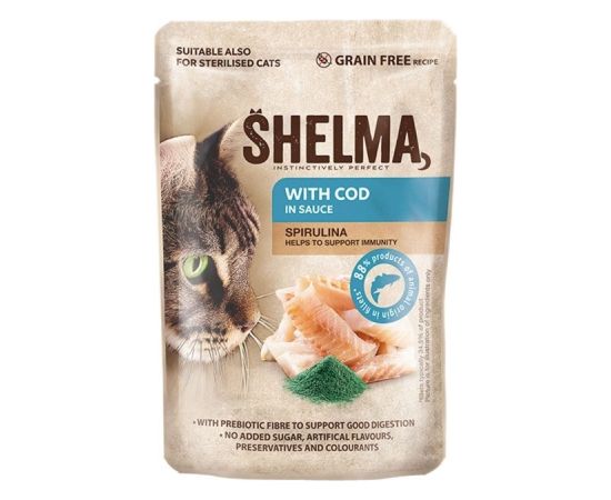 SHELMA with salmon and cod in sauce - wet cat food - 4x85g Kaķu konservi