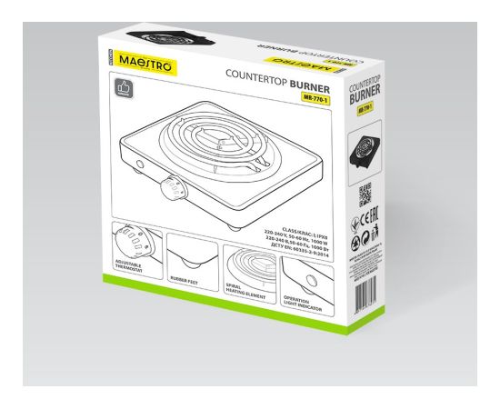 Kuchenka elektryczna jednopalnikowa 1000W MR-770-1 MAESTRO Mini cepeškrāsnis un virsmas