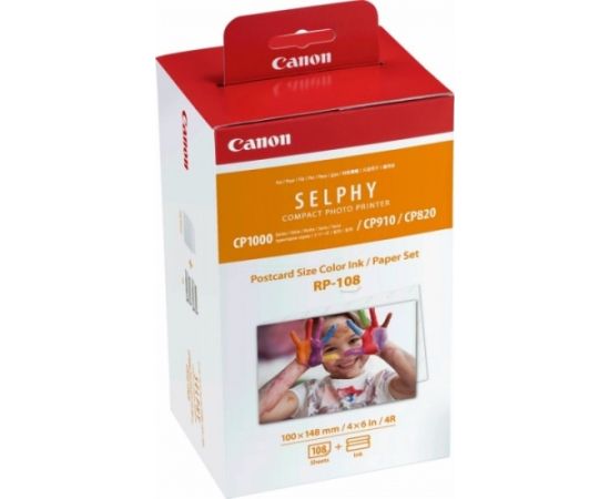 Canon 8568B001 RP-108 Colour Ink Cartridge + 100x148mm Paper Set 108 Sheets (SPEC) Lāzerprinteru izejmateriāli