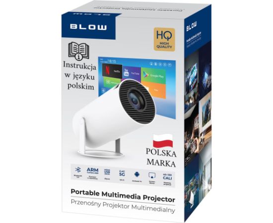 BLOW AndroidTV HD Cinema WHITE Portable Projector Projektori