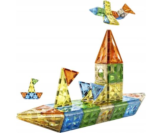 LeanToys Zestaw Klocki Magnetyczne Konstrukcyjne Figury Kształty 3D Kolorowe 78 el. Конструкторы
