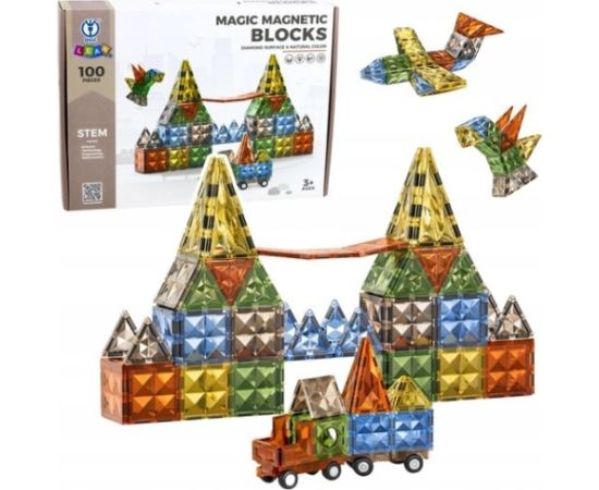 LeanToys Klocki Magnetyczne Konstrukcyjne Kreatywne Figury Pojazd 3D 100 el. Конструкторы