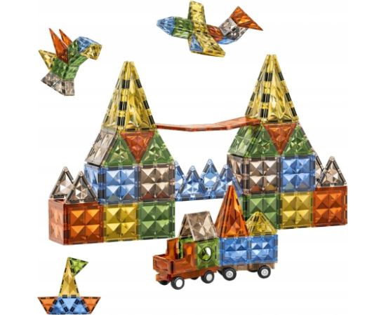 LeanToys Klocki Magnetyczne Konstrukcyjne Kreatywne Figury Pojazd 3D 100 el. Конструкторы